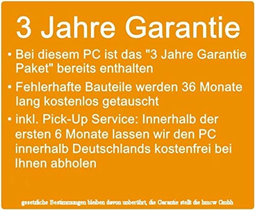 3 Jahre Garantie für PC mit Austausch und Abholservice.