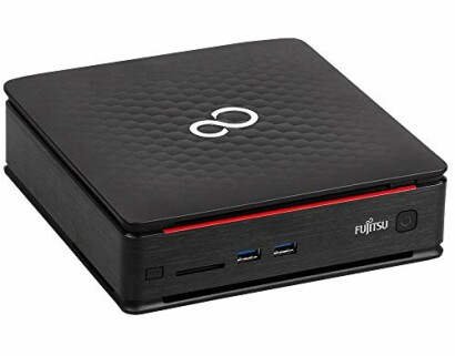 Schwarzer Fujitsu Mini-PC mit USB-Anschlüssen